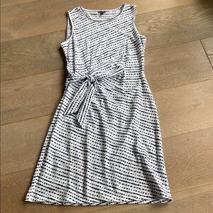 Talbots Navy and White Dotted Midi Dress